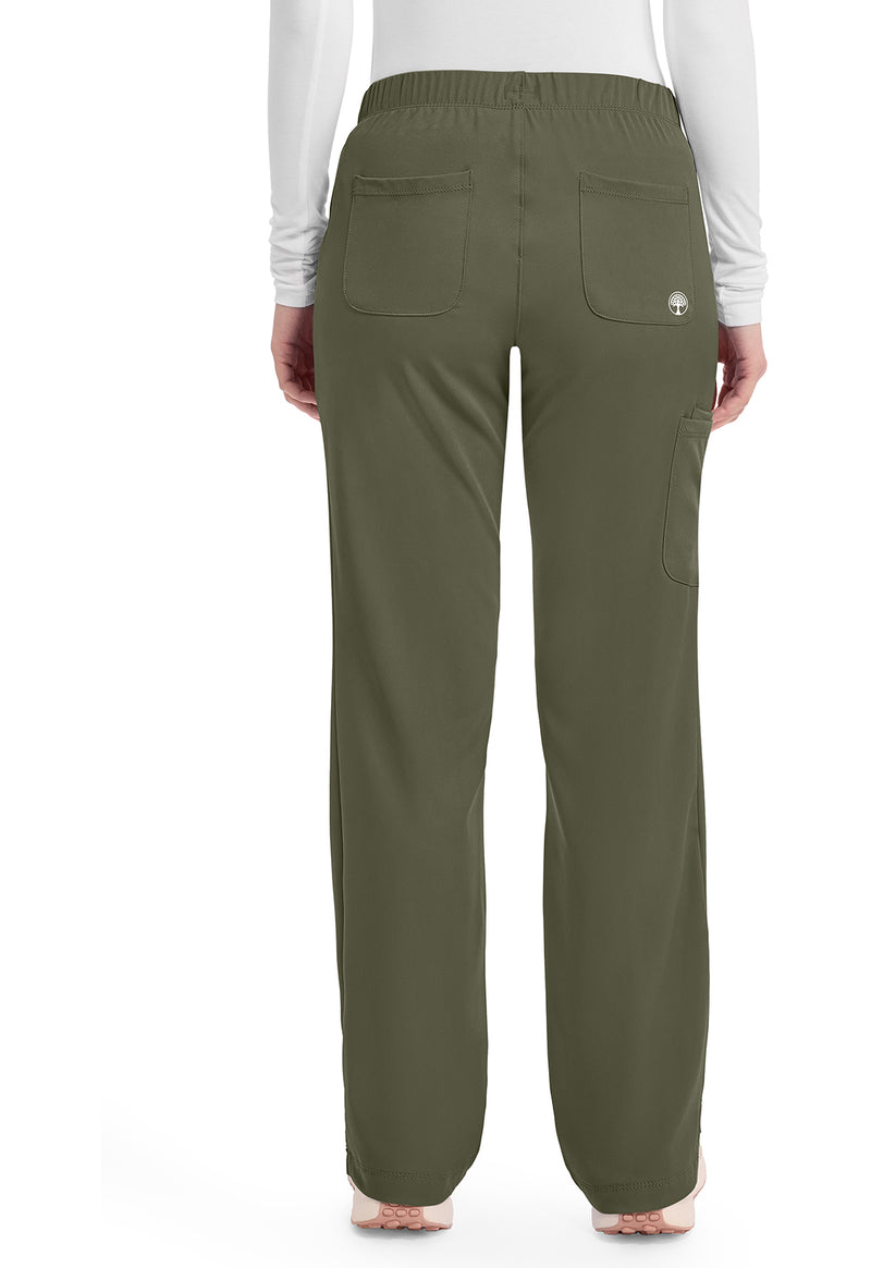 Olive - Healing Hands Works Women Scrub Pants - Back View