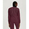 Wine - White Cross FIT Women's 2-Pocket Mesh Warm-Up Scrub Jacket - Back View