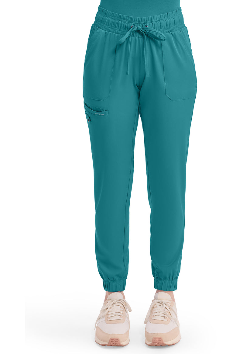TEAL - Healing Hands Works Women Scrub Pants - Front View