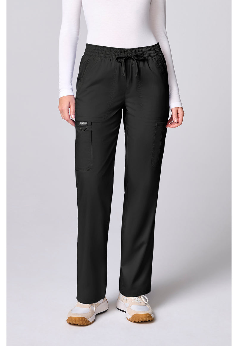 Black - Cherokee WW Revolution Women's Scrub Pants - Front View