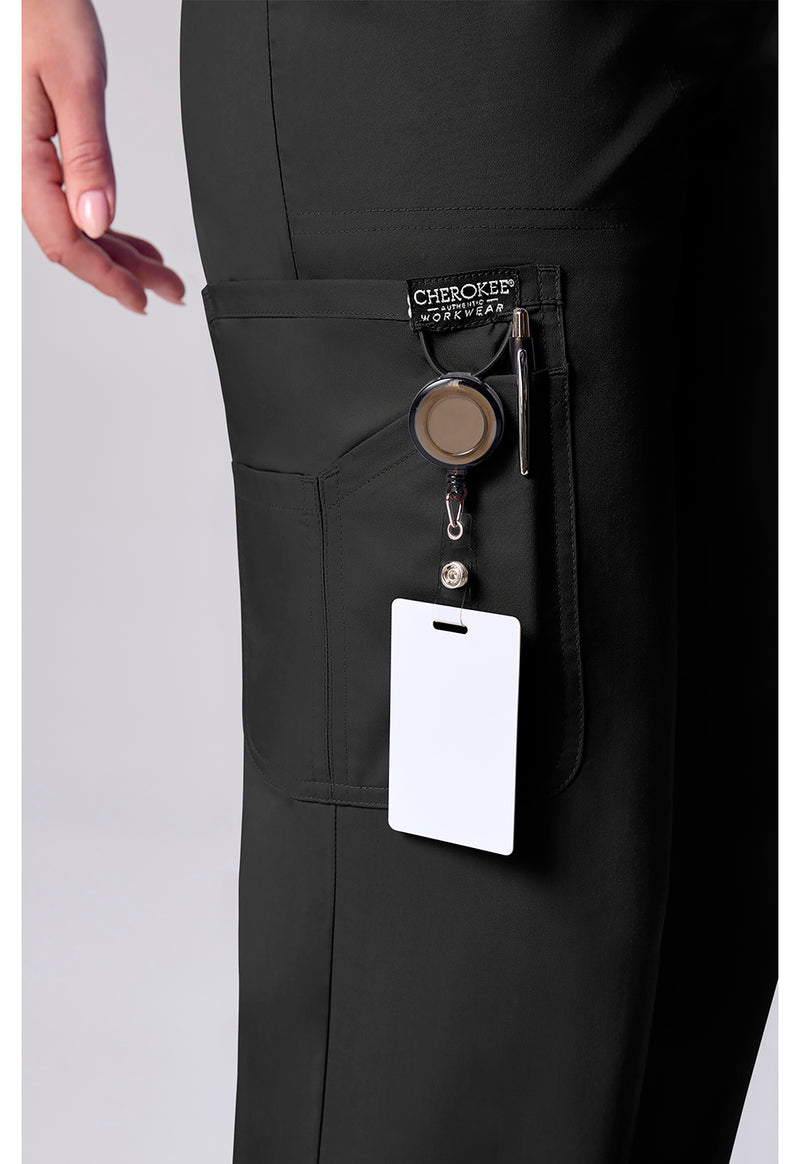 Black - Women's 12 Pockets Straight Leg Scrub Pants (View 2)