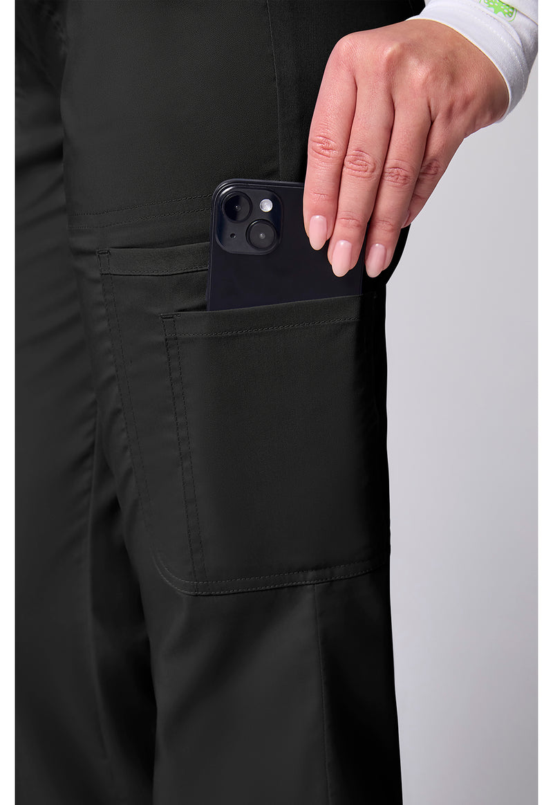 Black - Women's 12 Pockets Straight Leg Scrub Pants (View 4)