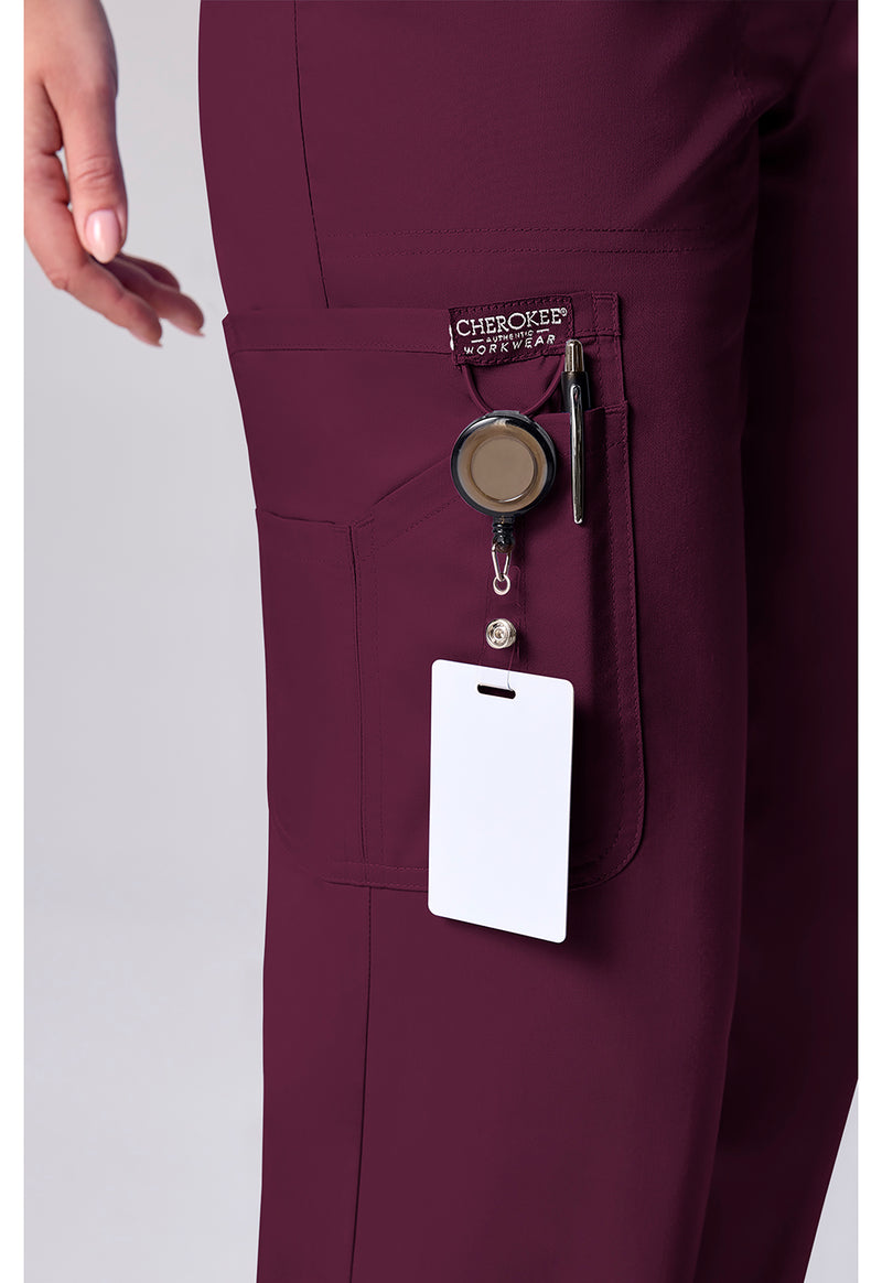 Wine - Women's 12 Pockets Straight Leg Scrub Pants (View 2)