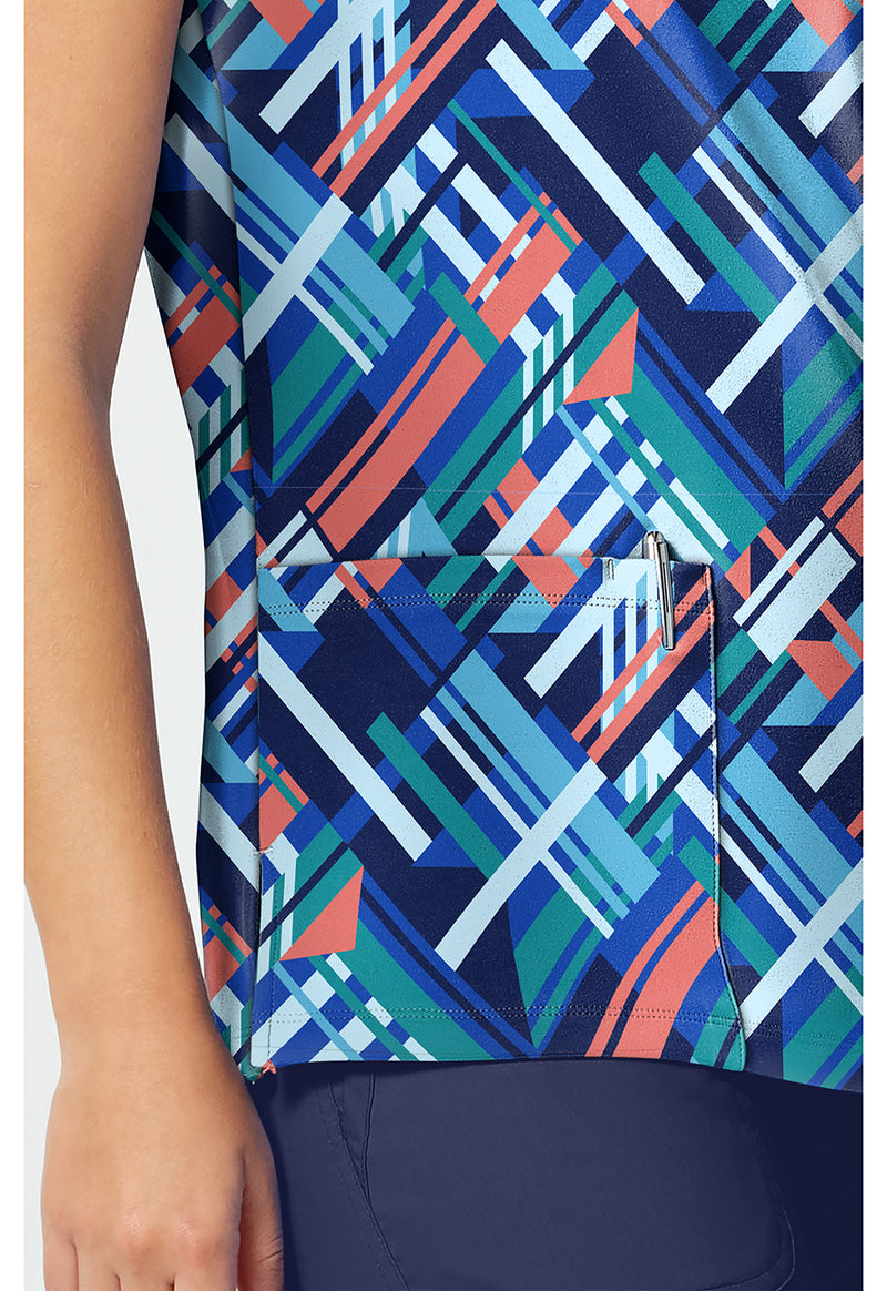 BRIGHT GEO - 2 Pocket Print Top (View 3)