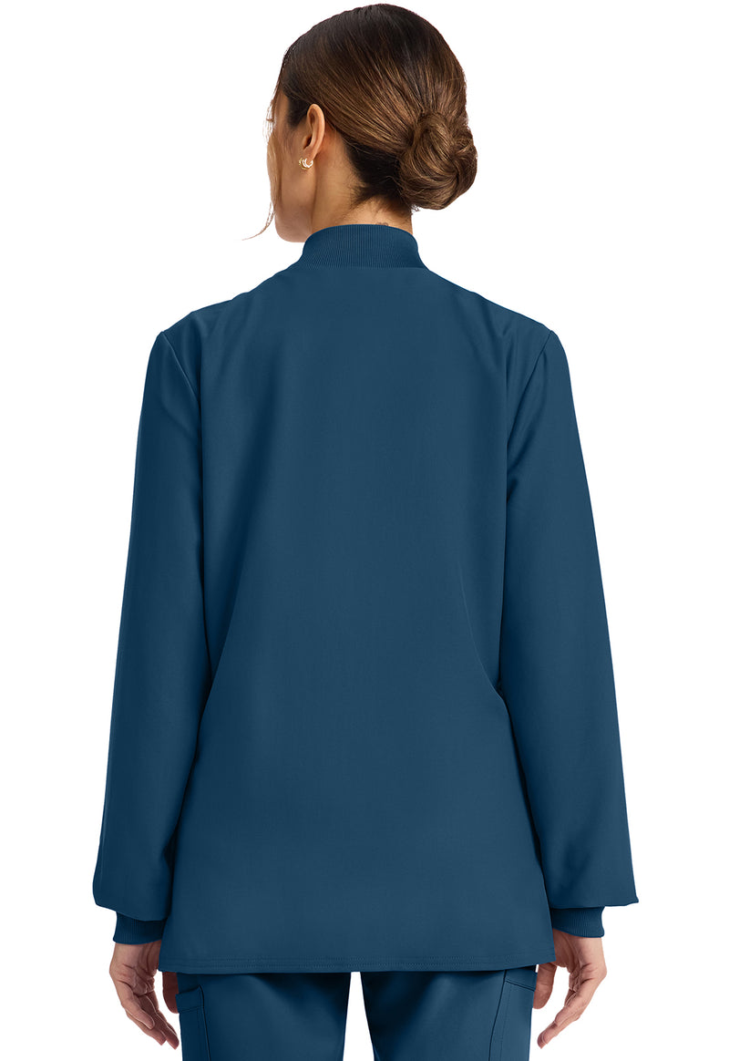Caribbean Blue - Cherokee WW Originals Ultra Women Scrub Jacket - Back View