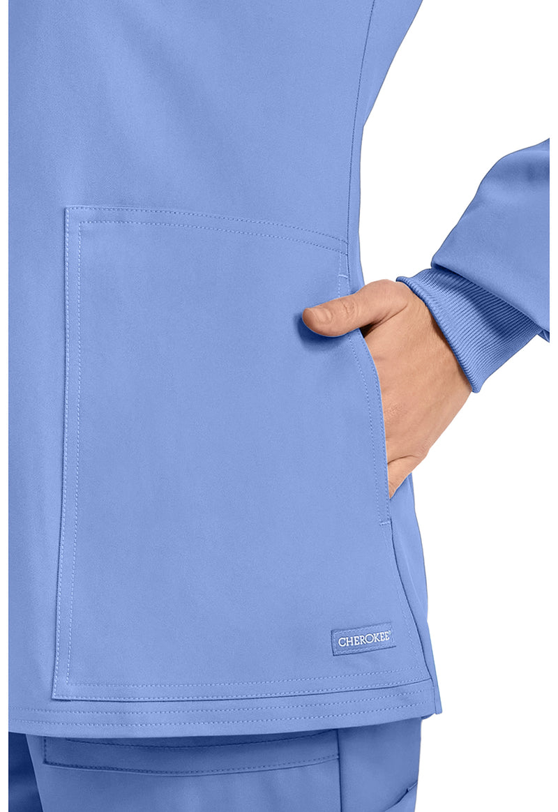 Ciel Blue - Women's Zip Up Scrub Scrub Jacket (View 2)