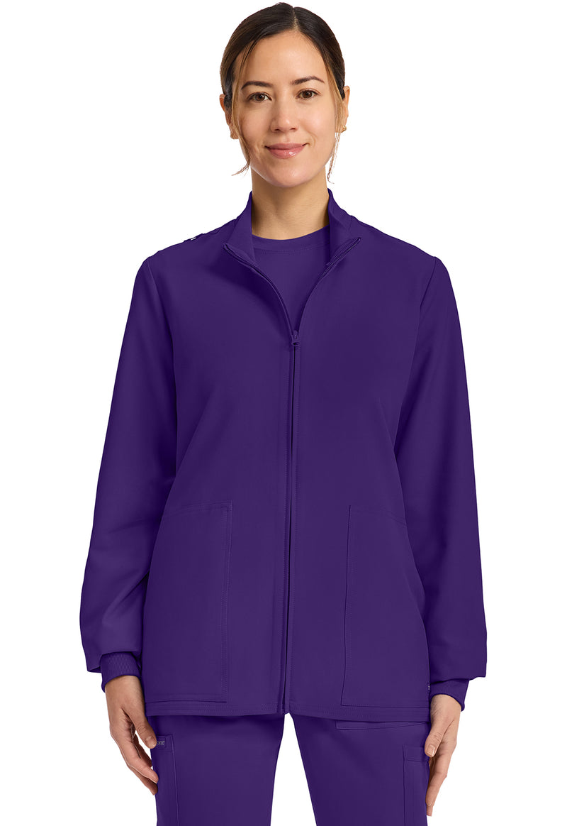Grape - Cherokee WW Originals Ultra Women Scrub Jacket - Front View