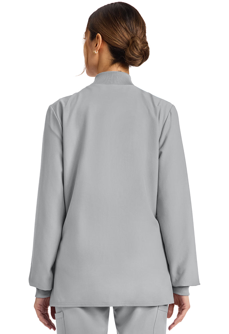 Grey - Cherokee WW Originals Ultra Women Scrub Jacket - Back View