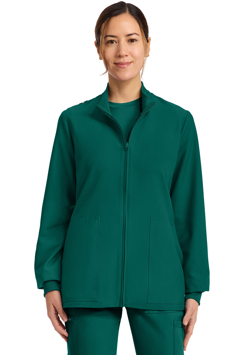 Hunter Green - Cherokee WW Originals Ultra Women Scrub Jacket - Front View
