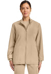 Khaki - Cherokee WW Originals Ultra Women Scrub Jacket - Front View