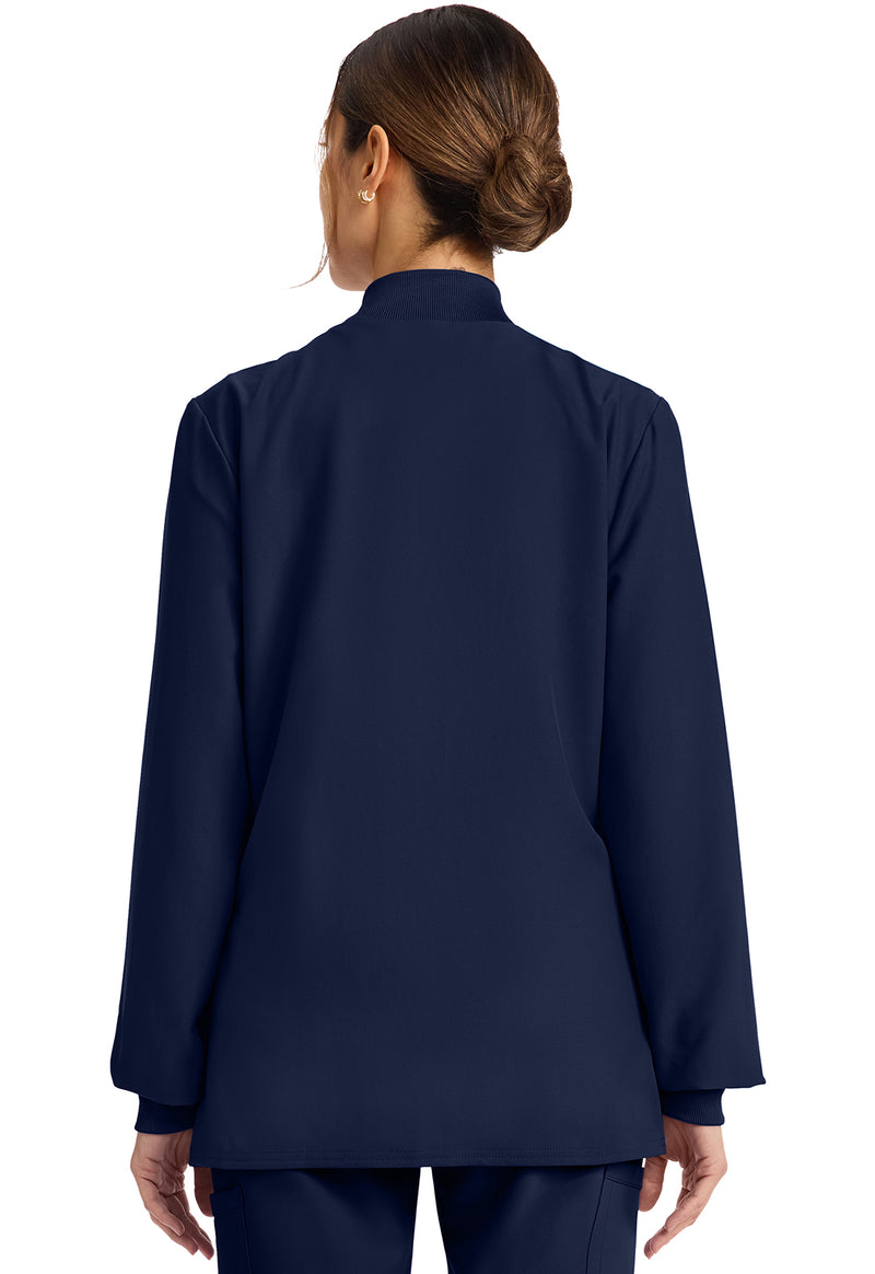 Navy - Cherokee WW Originals Ultra Women Scrub Jacket - Back View