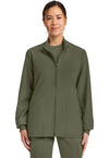 Olive - Cherokee WW Originals Ultra Women Scrub Jacket - Front View