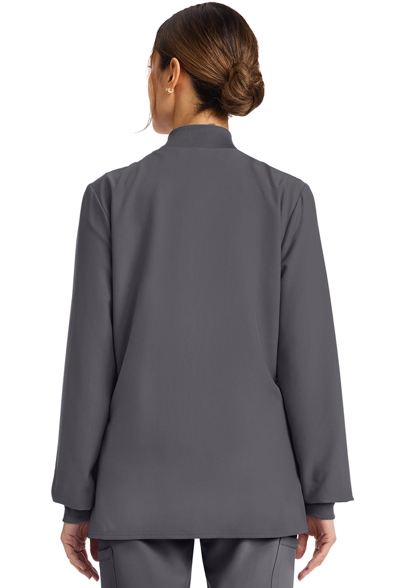 Pewter - Cherokee WW Originals Ultra Women Scrub Jacket - Back View