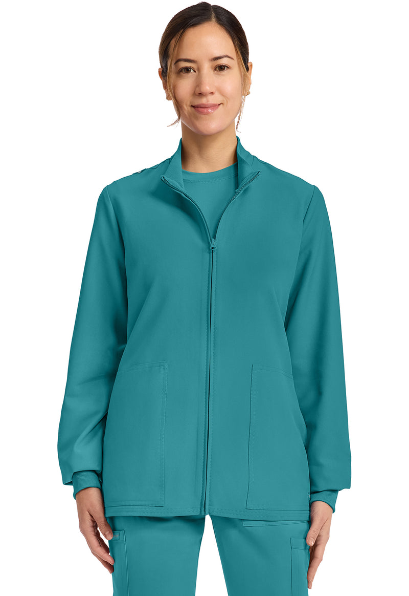 Teal Blue - Cherokee WW Originals Ultra Women Scrub Jacket - Front View