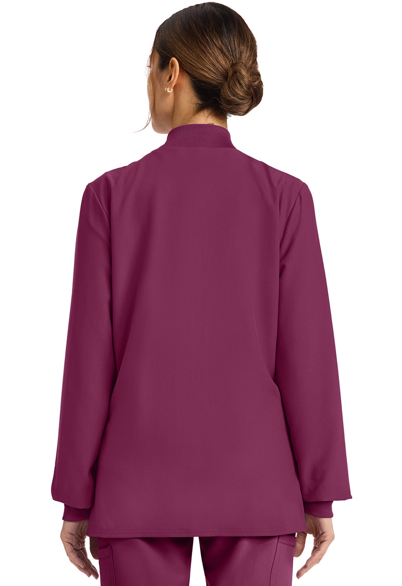 Wine - Cherokee WW Originals Ultra Women Scrub Jacket - Back View
