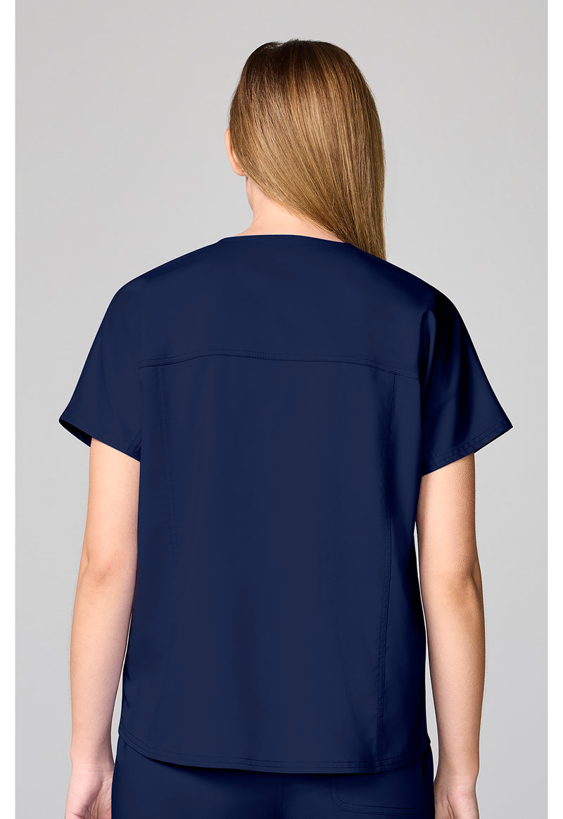 Navy - Mandarin Collar Top (Back)