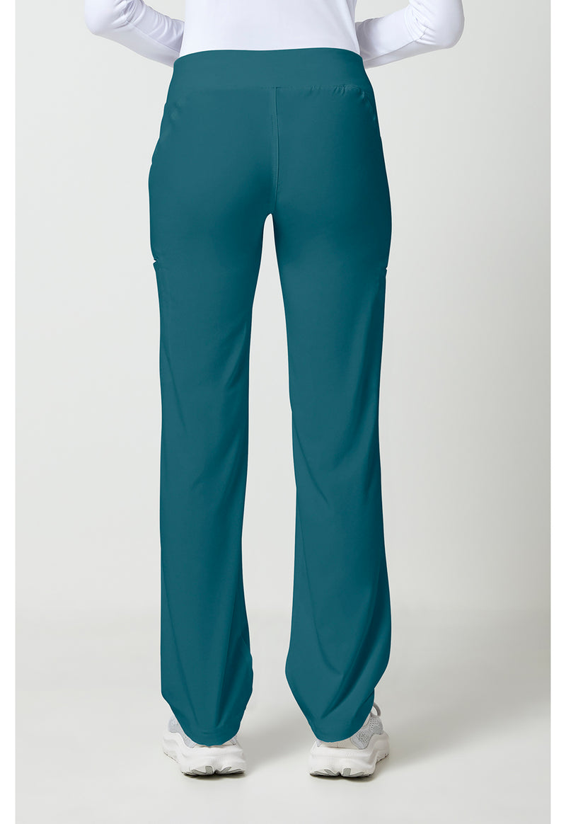 caribbean blue - Mid Rise Straight Leg Pull-on Pant (Back)