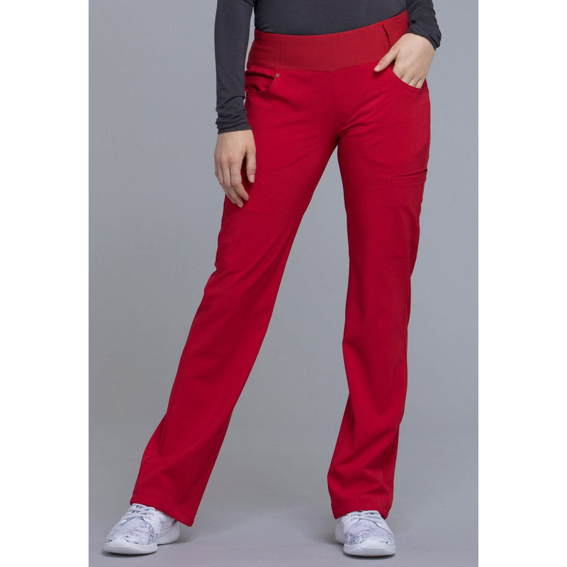 red - Mid Rise Straight Leg Pull-on Pant