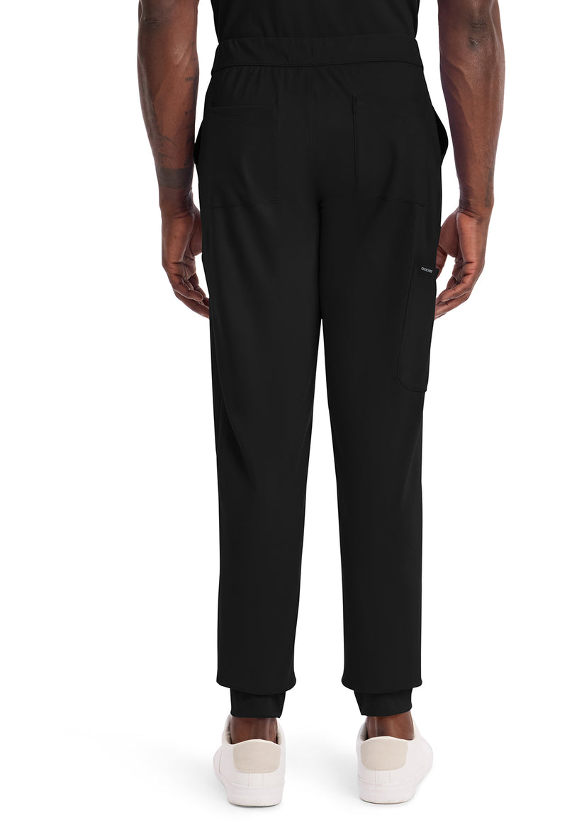 Black - Cherokee Achieve Men Scrub Pants - Back View