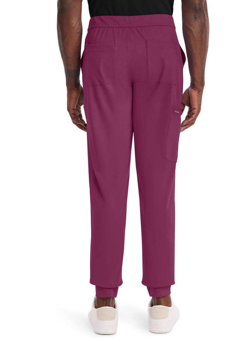 Wine - Cherokee Achieve Men Scrub Pants - Back View