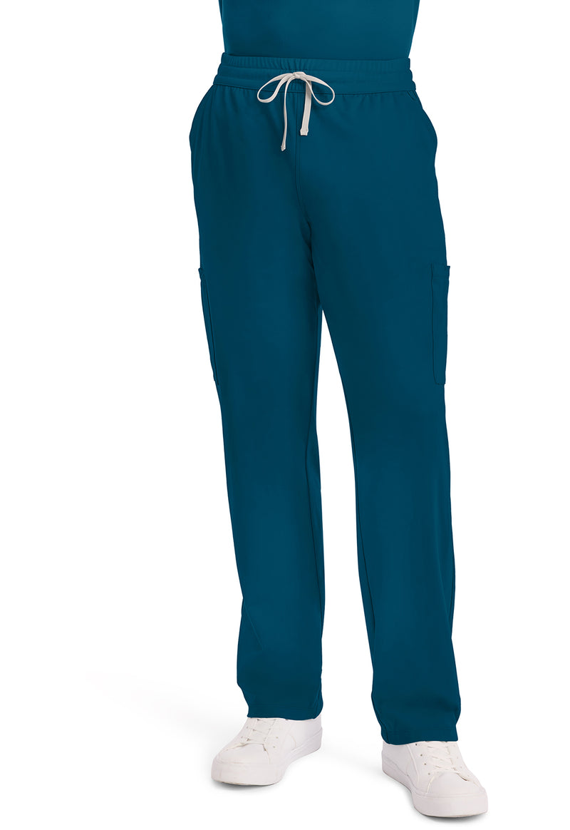 Caribbean Blue - Cherokee Achieve Men Scrub Pants - Front View