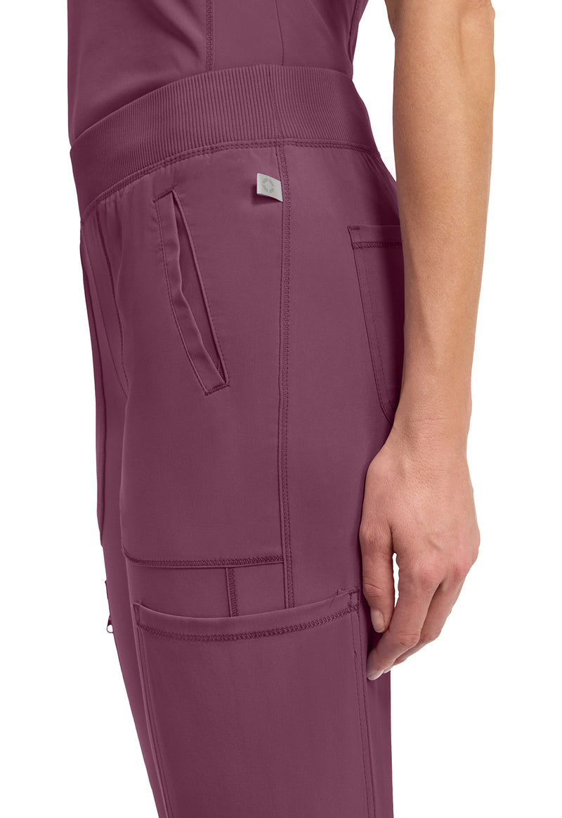 Wine - Women's Mid Rise Tapered Leg Pull-on Scrub Pants (View 2)