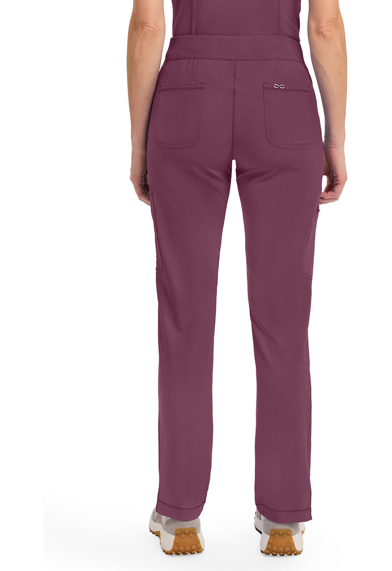 Wine - Cherokee IN Infinity Women Scrub Pants - Back View