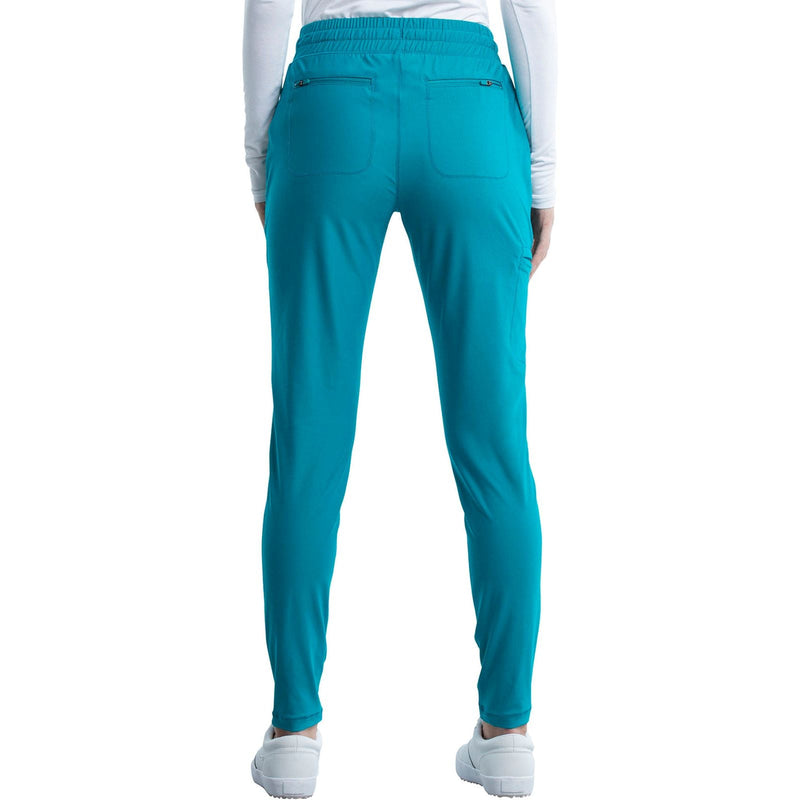 teal blue - Mid Rise Tapered Leg Drawstring Pant
