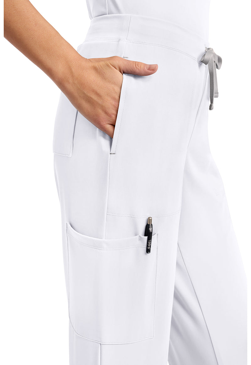 WHITE - Women's 5-Pocket Straight Leg Scrub Pants – Petite (View 3)