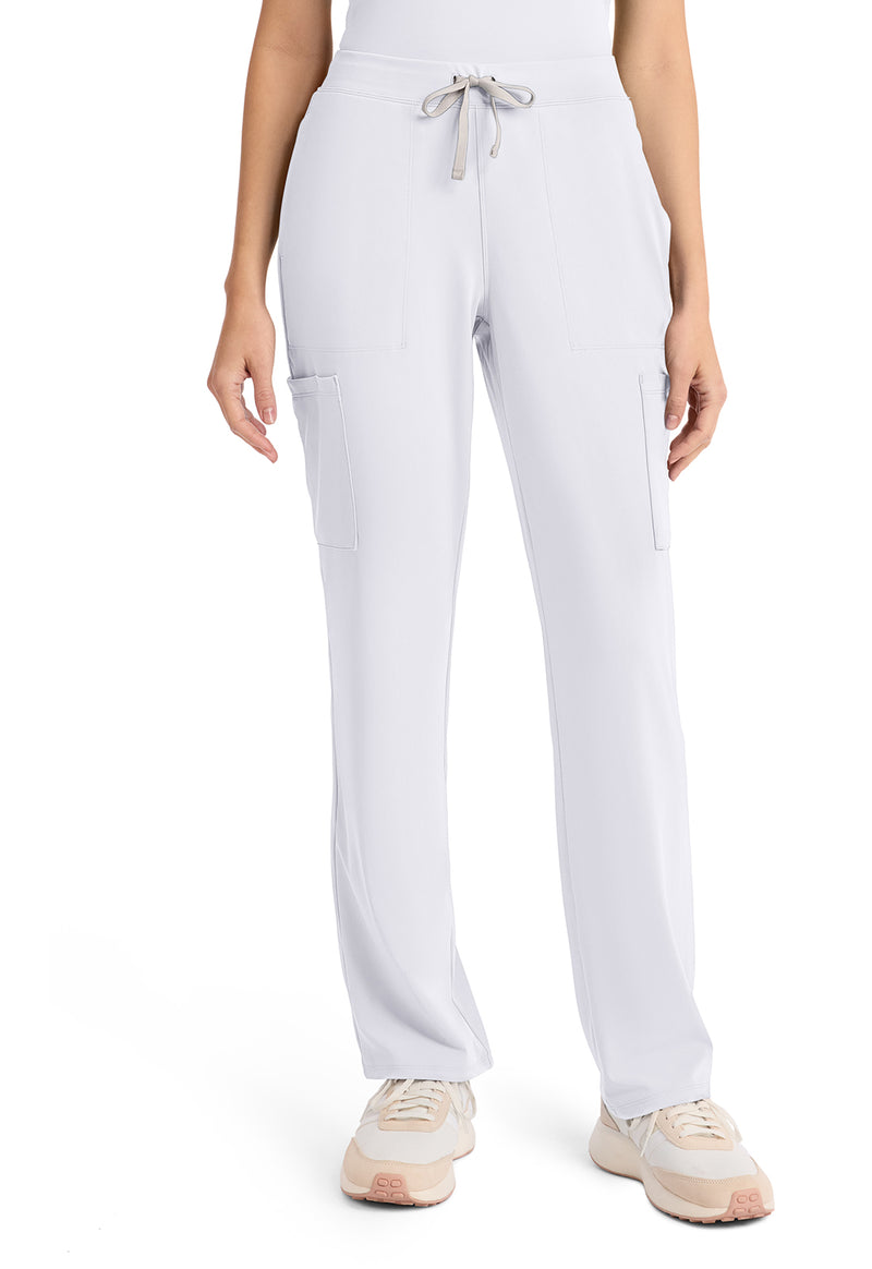 WHITE - Cherokee Achieve Women Scrub Pants - Front View