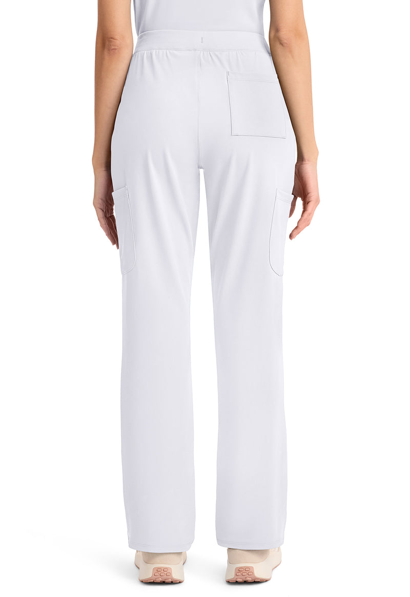 WHITE - Cherokee Achieve Women Scrub Pants - Back View