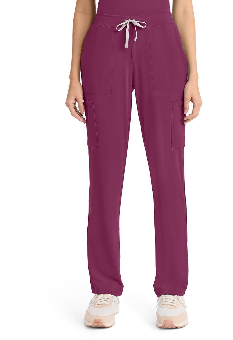 Wine - Cherokee Achieve Women Scrub Pants - Front View