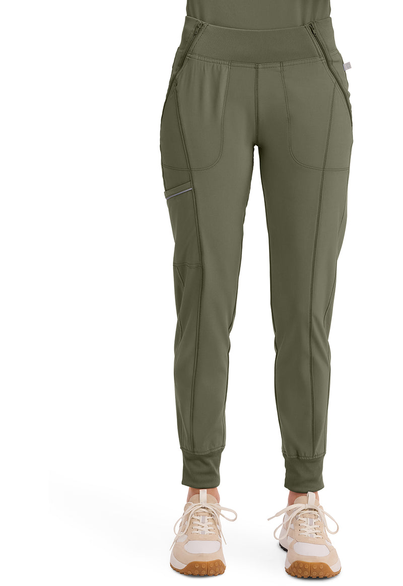 Olive - Cherokee IN Infinity Women Scrub Pants - Front View