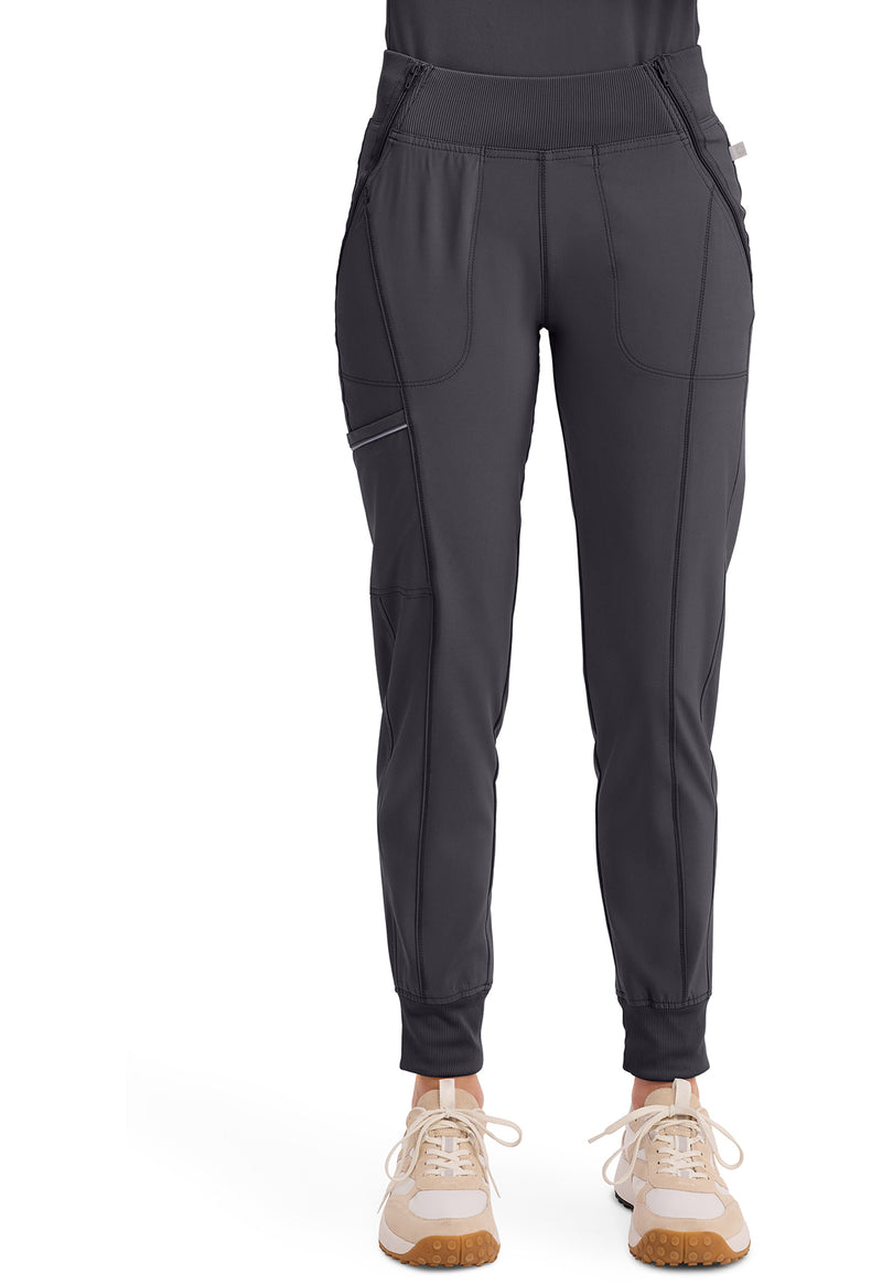 Pewter - Cherokee IN Infinity Women Scrub Pants - Front View