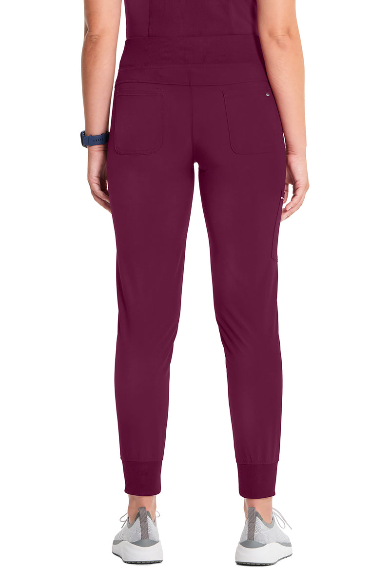 Wine - Cherokee IN Infinity Women Scrub Pants - Back View