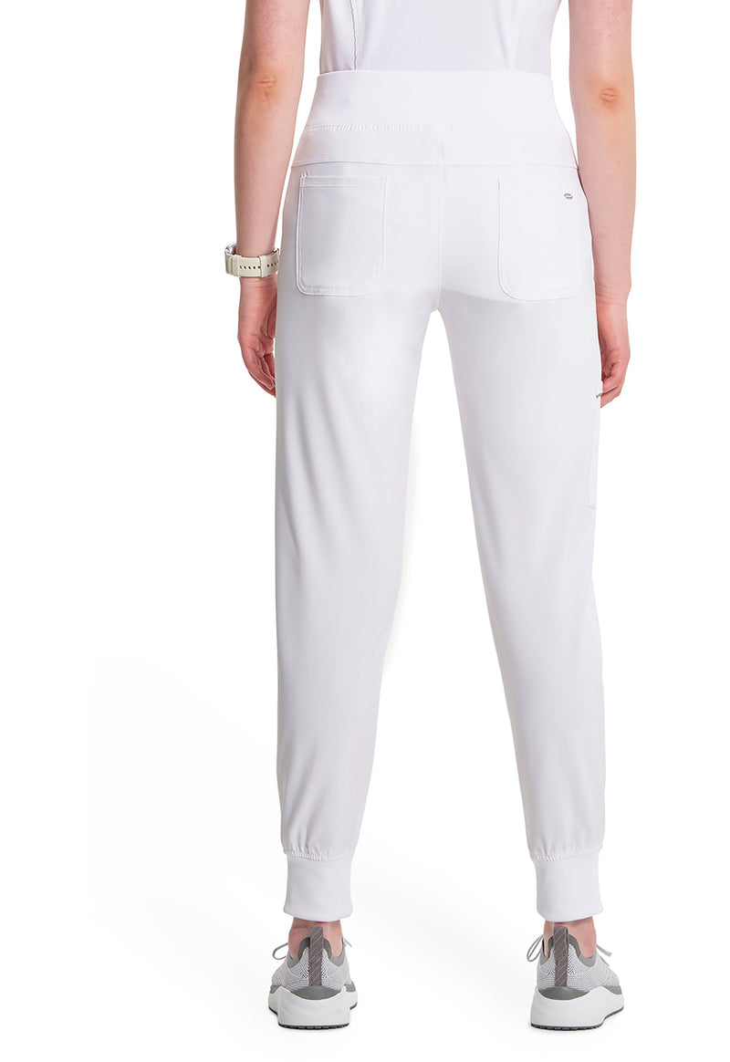 White - Cherokee IN Infinity Women Scrub Pants - Back View