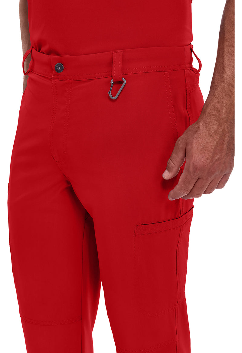 Red - Men's Fly Front Scrub Pants – Short (View 2)