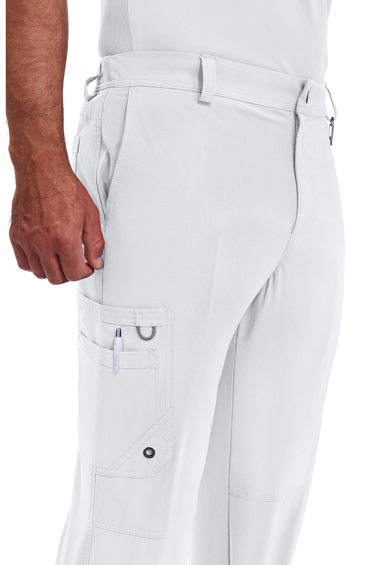 White - Men's Fly Front Scrub Pants – Short (View 3)