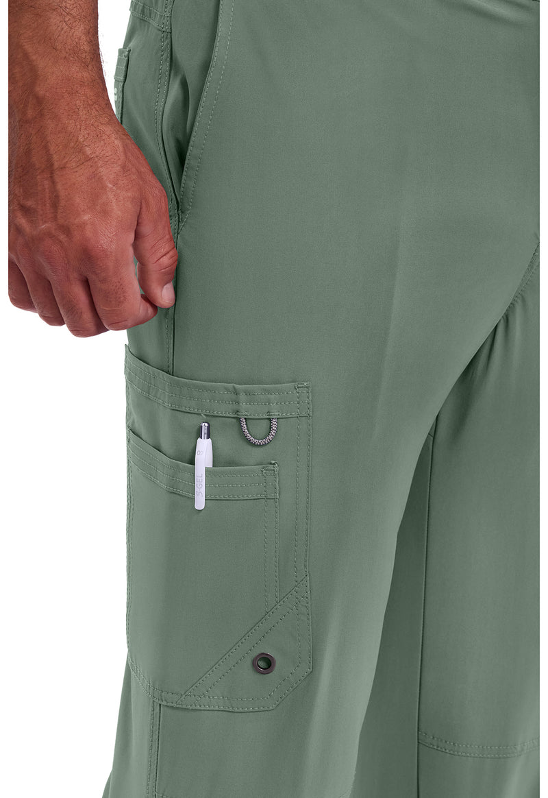 Olive - Men's Fly Front Scrub Pants – Tall (View 3)