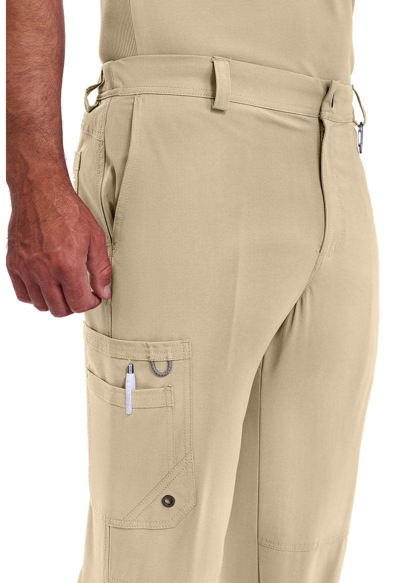 Khaki - Men's Fly Front Scrub Pants – Regular (View 3)