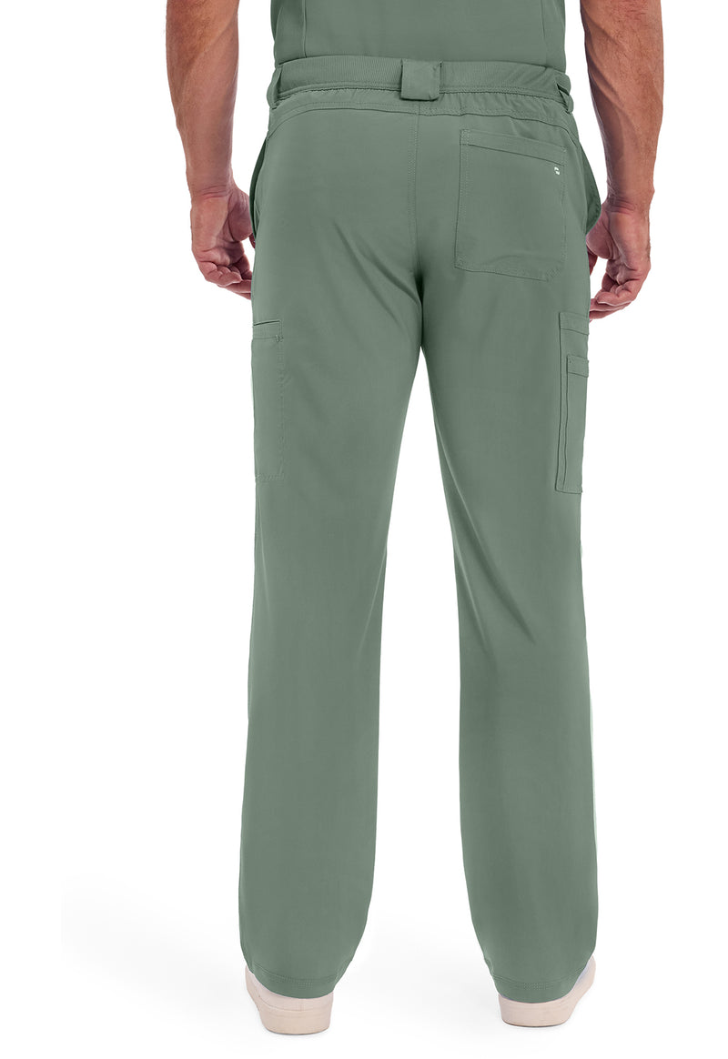 Olive - Cherokee IN Infinity Men Scrub Pants - Back View