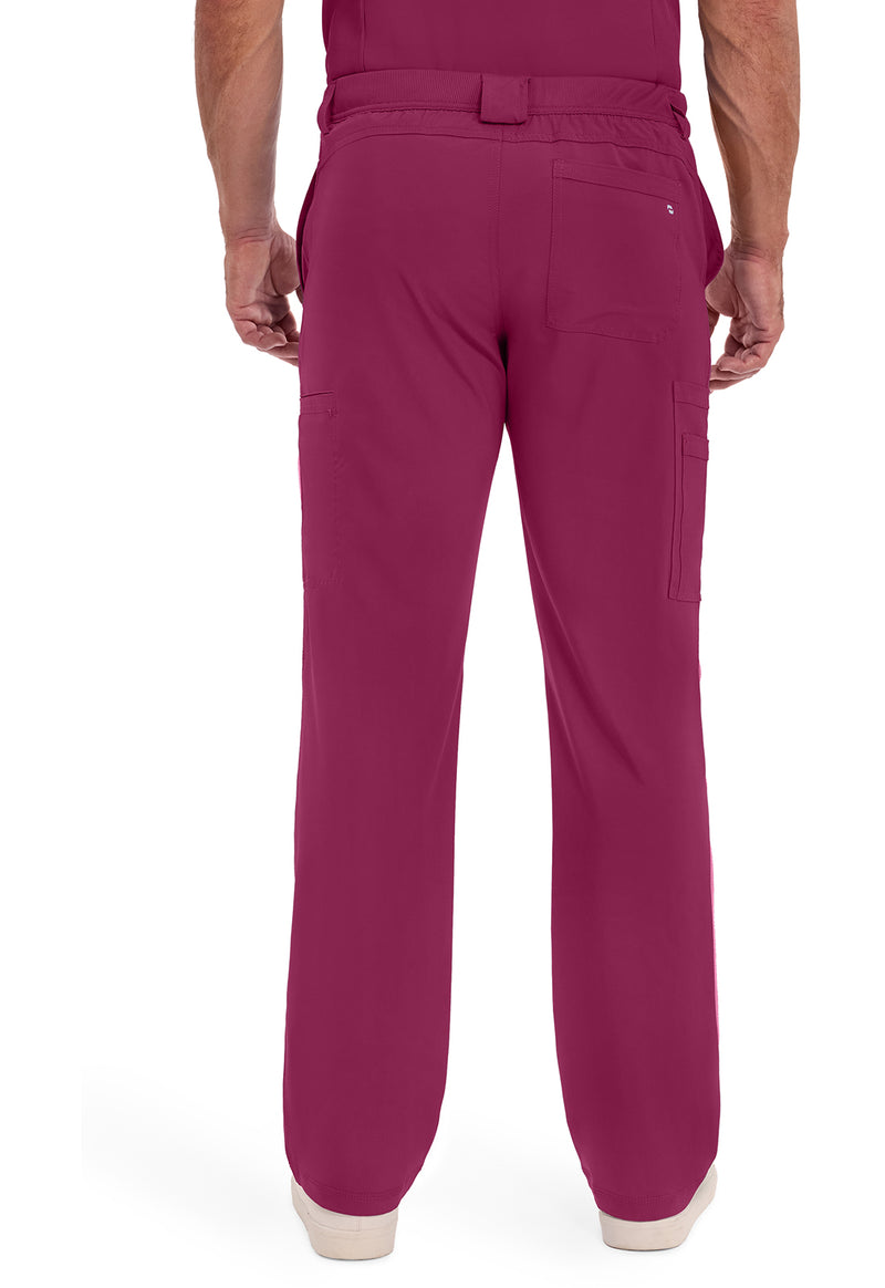 Wine - Cherokee IN Infinity Men Scrub Pants - Back View