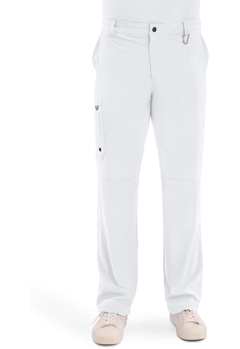 White - Cherokee IN Infinity Men Scrub Pants - Front View