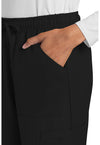 Black - Women's Mid Rise Drawstring Trouser Cargo Scrub Pants – Petite (View 2)