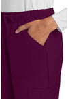 Wine - Women's Mid Rise Drawstring Trouser Cargo Scrub Pants – Petite (View 2)