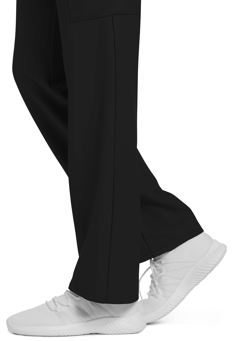 Black - Women's Mid Rise Drawstring Trouser Cargo Scrub Pants – Tall (View 4)