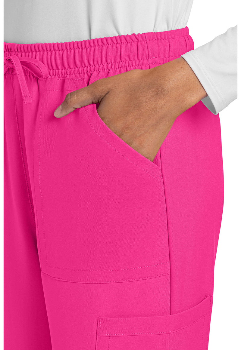 Electric Pink - Women's Mid Rise Drawstring Trouser Cargo Scrub Pants – Regular (View 2)