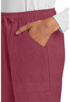 Heather Cranberry - Women's Mid Rise Drawstring Trouser Cargo Scrub Pants – Regular (View 2)