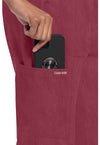 Heather Cranberry - Women's Mid Rise Drawstring Trouser Cargo Scrub Pants – Regular (View 3)