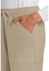 Khaki - Women's Mid Rise Drawstring Trouser Cargo Scrub Pants – Regular (View 2)
